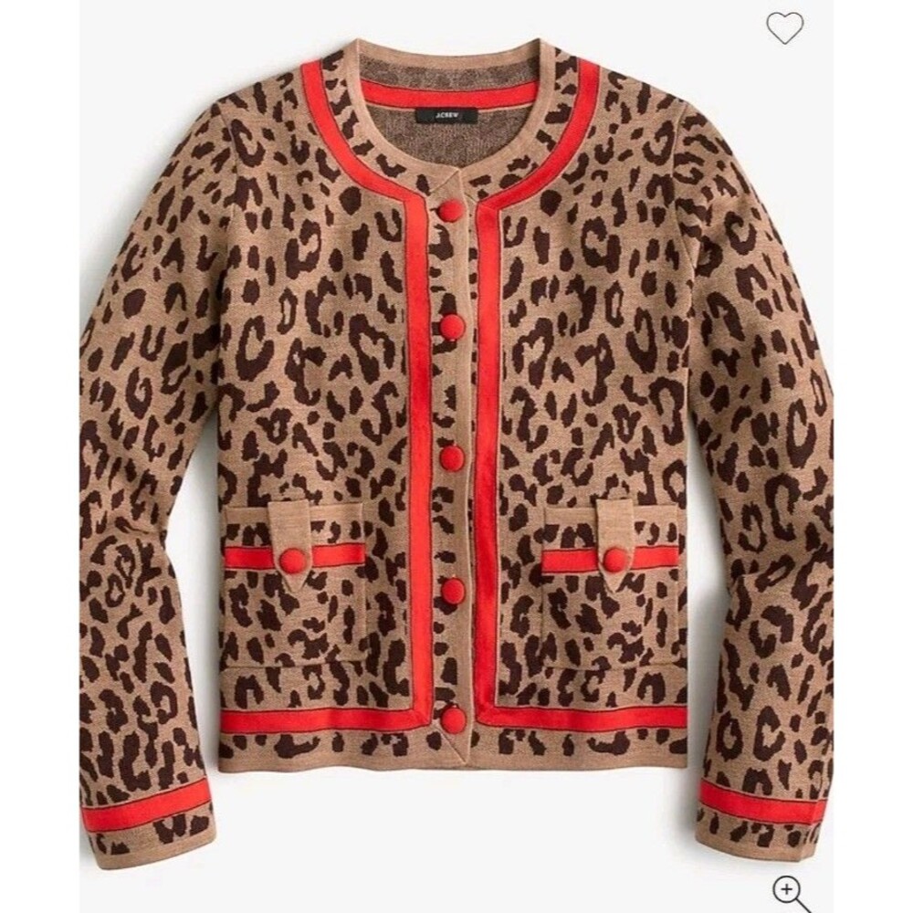 J. Crew Leopard Print Cardigan - Brown and Red